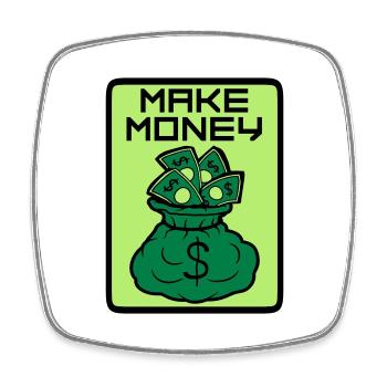 Bouclier Money Maker - Magnet carré - blanc - Devant