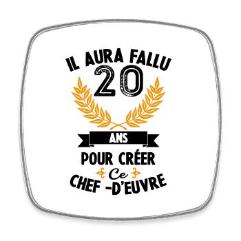 20 ans anniversaire 20 anniversaire cadeau 20 ans - Magnet carré - blanc - Devant
