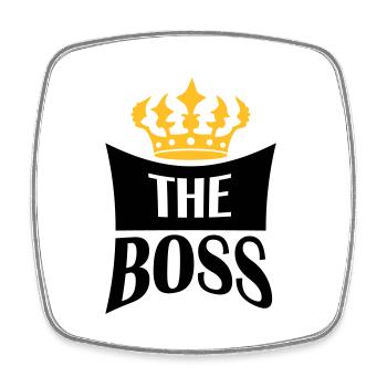 Crown The Boss - Square fridge magnet - white - Front