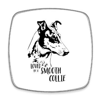 Loved by a SMOOTH COLLIE Hundespruch Hunde Spruch - Viereckiger Kühlschrankmagnet - Weiß - Vorne