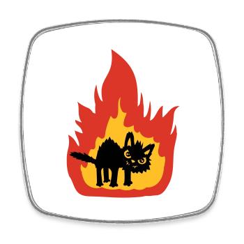 Burning hot cat - Square fridge magnet - white - Front