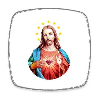 Jesus Christus | Heiligenschein mit Europa-Sternen - Viereckiger Kühlschrankmagnet - Weiß - Vorne