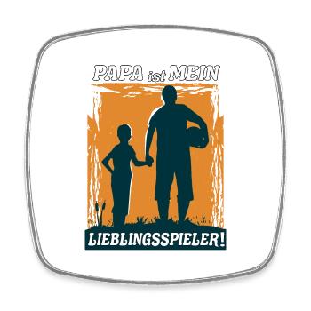 Papa ist mein Lieblingsspieler zum Vatertag - Viereckiger Kühlschrankmagnet - Weiß - Vorne