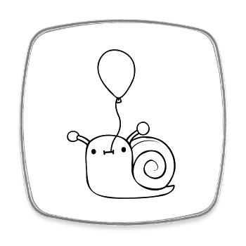 Balloon Snail Cute - Square fridge magnet - white - Front