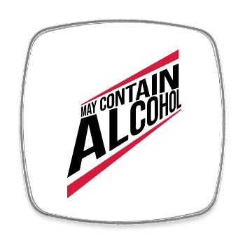 Text May contain alcohol - Square fridge magnet - white - Front