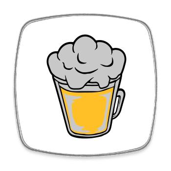 Bière comique vue d’en haut - Magnet carré - blanc - Devant