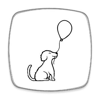 Sitzend Luftballon Hund cool - Viereckiger Kühlschrankmagnet - Weiß - Vorne