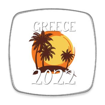 Greece 2022 Palm Trees - Square fridge magnet - white - Front