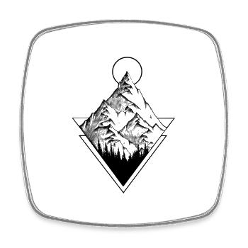 Mountain Geometrie - Viereckiger Kühlschrankmagnet - Weiß - Vorne