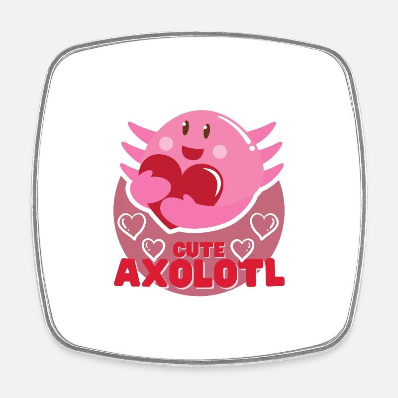 Axlotl - Ami mignon - Magnet carré - blanc