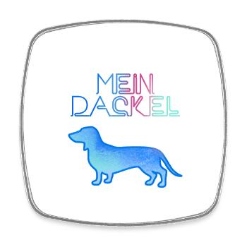 dackel,Hund,Malerei,graffiti,hundeliebe,retro,blau - Viereckiger Kühlschrankmagnet - Weiß - Vorne