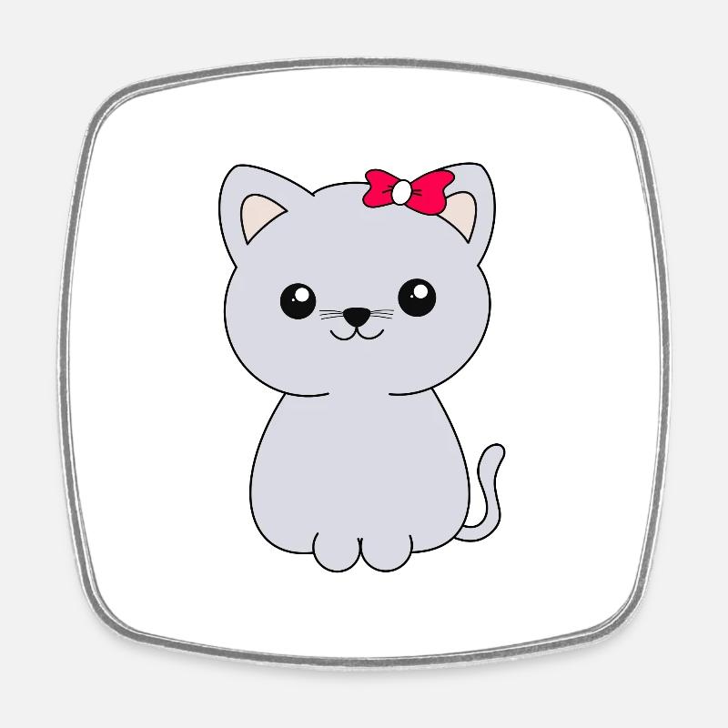 Chat - Magnet carré - blanc