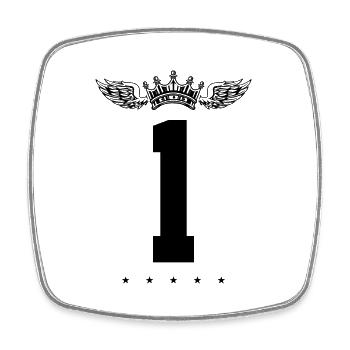1 number crown - Square fridge magnet - white - Front