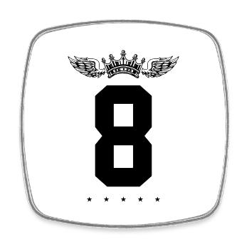8 Number crown - Square fridge magnet - white - Front
