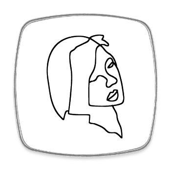 Women Line art - Square fridge magnet - white - Front