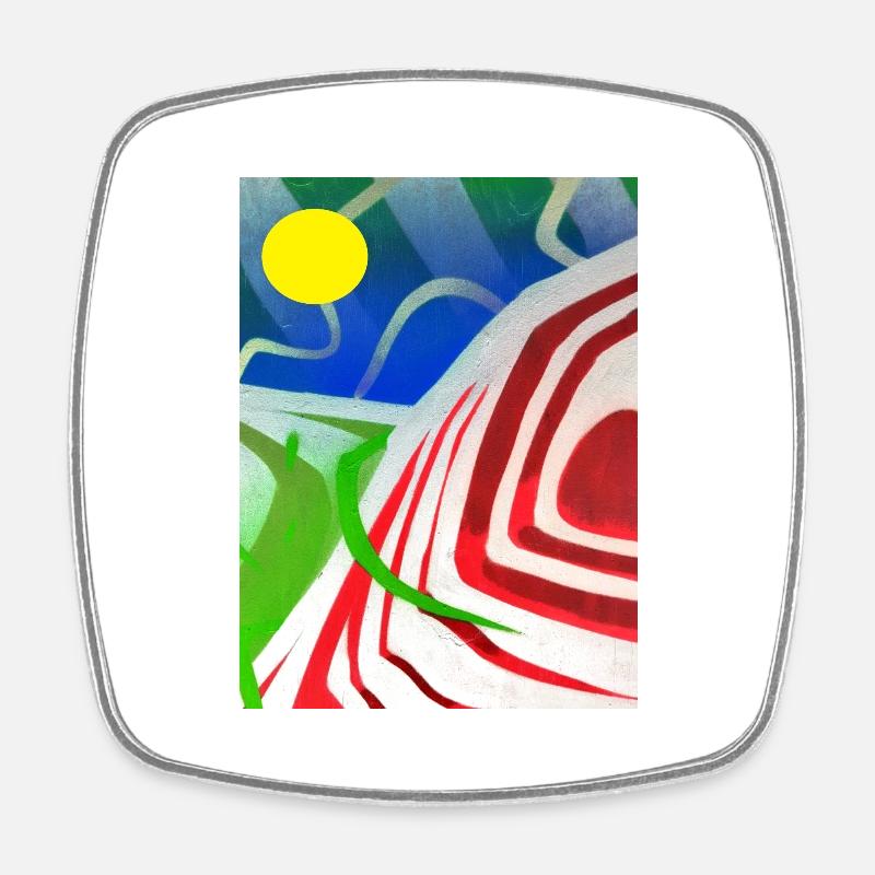 graffiti landscape sunny - Square fridge magnet - white