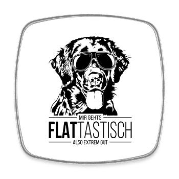 FLATTASTISCH Flat Coated Retriever Hundespruch - Viereckiger Kühlschrankmagnet - Weiß - Vorne