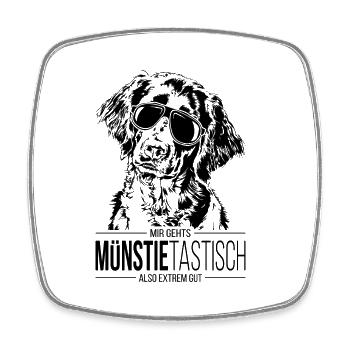 MÜNSTIETASTISCH Großer Münsterländer Spruch Hunde - Viereckiger Kühlschrankmagnet - Weiß - Vorne