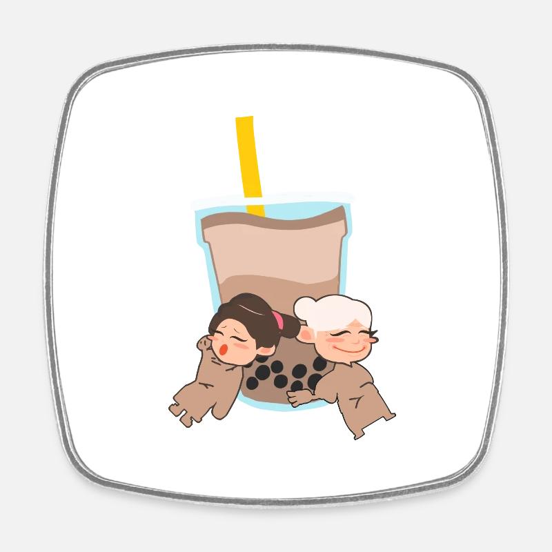 Deux Filles Avec Bubble Tea Mignon - Magnet carré - blanc