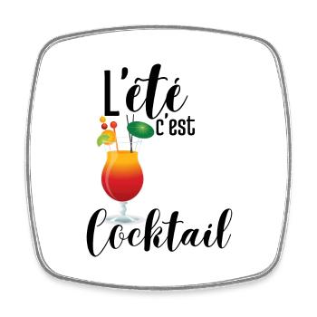 L'été c'est cocktail - Magnet carré - blanc - Devant