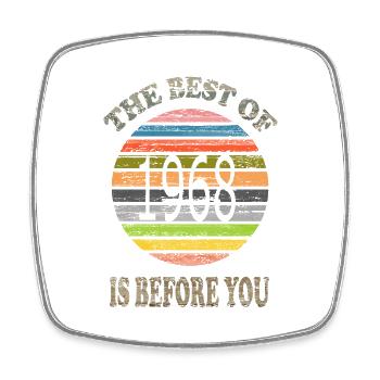 Year of birth 1968 Vintage Retro, birth, birthday - Square fridge magnet - white - Front
