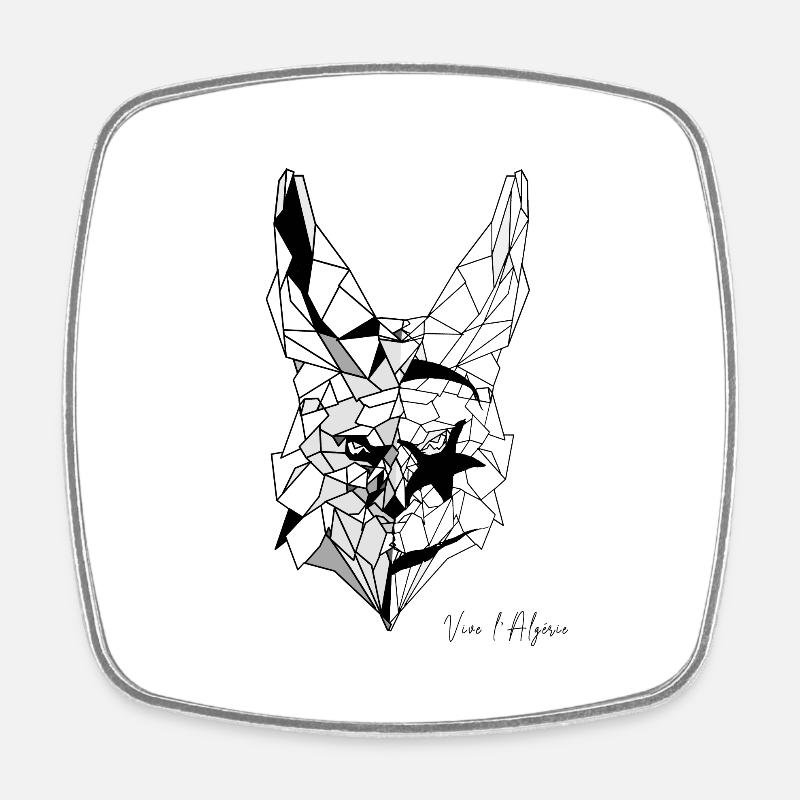 Fennec polygone drapeau de l'Algérie - Magnet carré - blanc