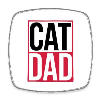 Cat Dad Logo Schild - Viereckiger Kühlschrankmagnet - Weiß - Vorne