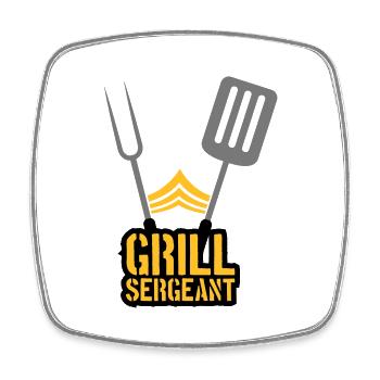 Barbecue Party Grill Sergeant Barbecue - Square fridge magnet - white - Front