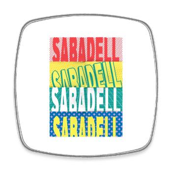 Sabadell Spanien Stadt Schrift Skyline Heimat - Viereckiger Kühlschrankmagnet - Weiß - Vorne