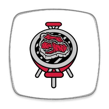 Small Grill Steak BBQ - Square fridge magnet - white - Front