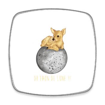 Fan de lune - Magnet carré - blanc - Devant