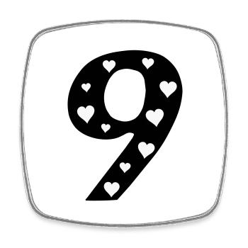 9 Birthday with heart - Square fridge magnet - white - Front
