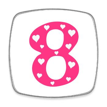 8 Birthday with heart - Square fridge magnet - white - Front