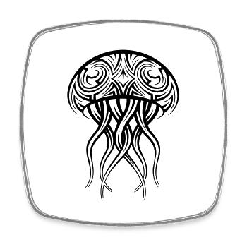Jellyfish Tribal Tattoo - Square fridge magnet - white - Front