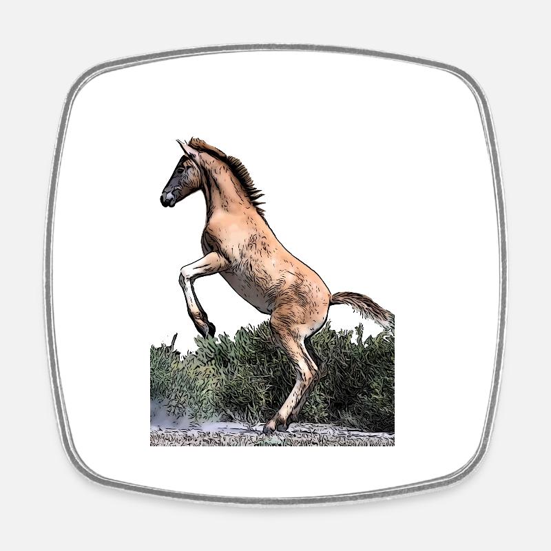 Jeune cheval - Magnet carré - blanc