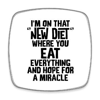 NEW DIET - Square fridge magnet - white - Front