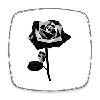 Polygone schwarze Rose - Viereckiger Kühlschrankmagnet - Weiß - Vorne
