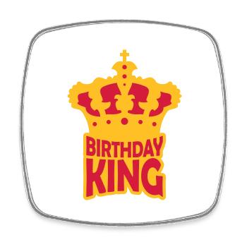 Birthday King Party Logo - Square fridge magnet - white - Front