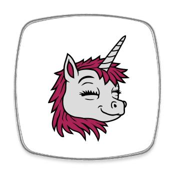 Head happy comic unicorn - Square fridge magnet - white - Front