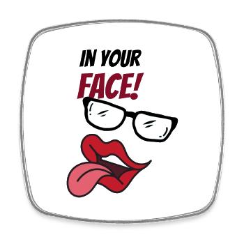 abstract face with saying - Square fridge magnet - white - Front