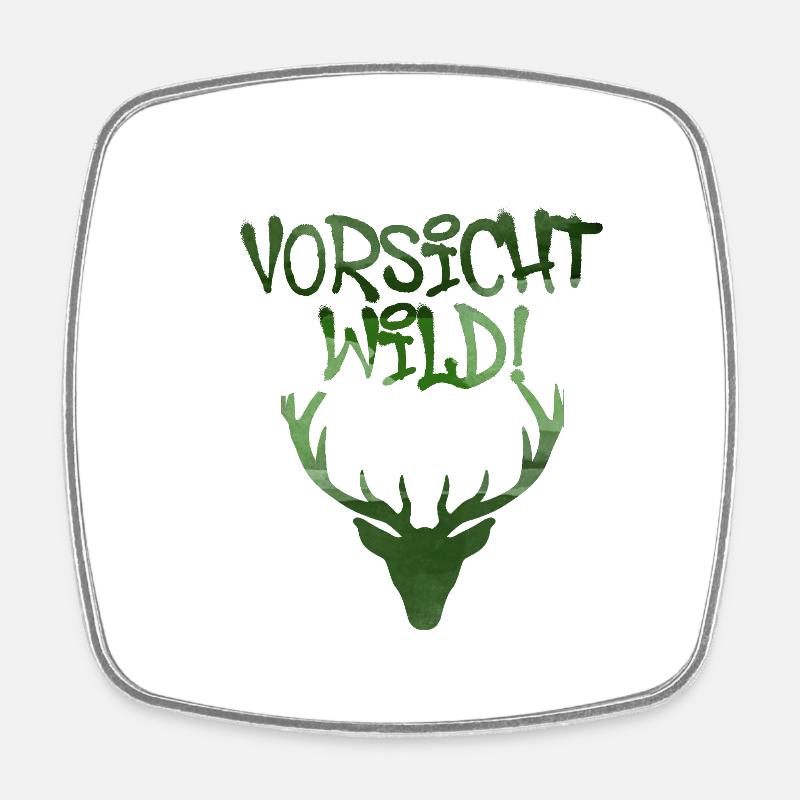 vorsicht wild,graffiti,grün,geweih,hirsch - Viereckiger Kühlschrankmagnet - Weiß