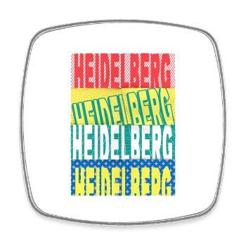 Heidelberg Germany City Font Skyline - Square fridge magnet - white - Front