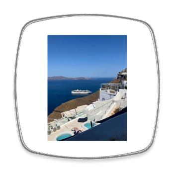 Ferien in Santorini - Viereckiger Kühlschrankmagnet - Weiß - Vorne