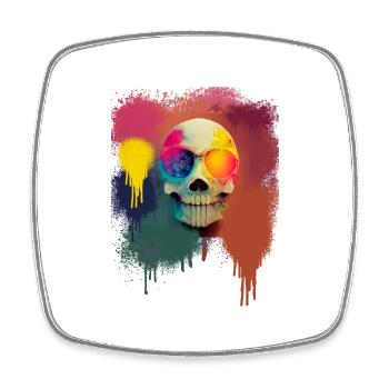 rainbow skull - Magnet carré - blanc - Devant