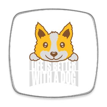 better with a dog - Square fridge magnet - white - Front