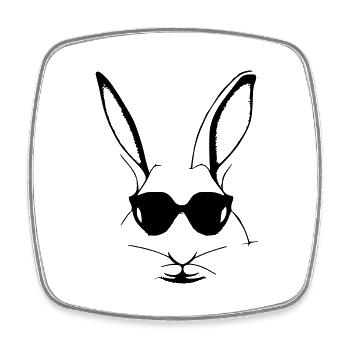 Lapin Animal de compagnie Cool Lunettes de soleil Lapin Vecteur - Magnet carré - blanc - Devant