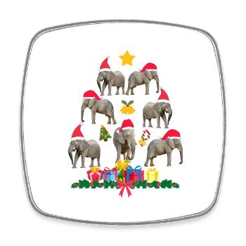 Elefant zu Weihnachten. Weihnachtsgeschenk - Viereckiger Kühlschrankmagnet - Weiß - Vorne