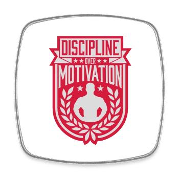 discipline over motivation quote - Square fridge magnet - white - Front