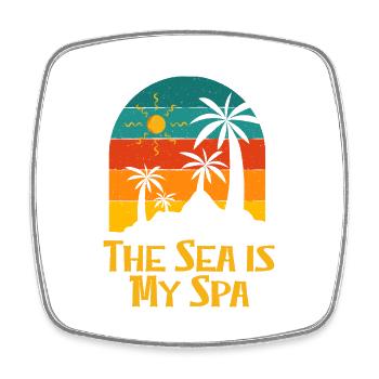 The Sea Is My Spa Beach Meditation Ocean - Viereckiger Kühlschrankmagnet - Weiß - Vorne