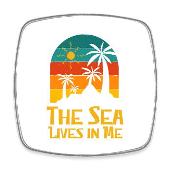 The Sea Lives in Me Beach Motivational Quote Ocean - Square fridge magnet - white - Front